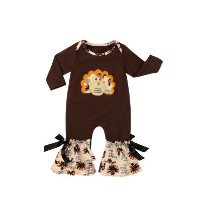 China 100% Cotton Wholesale Bulk Thanksgiving Day Children's Clothing Wholesale Bulk Children's Day Two-Layer Romper Baby Romper Two-Layer Ruffle Kids Jumpsuit for sale