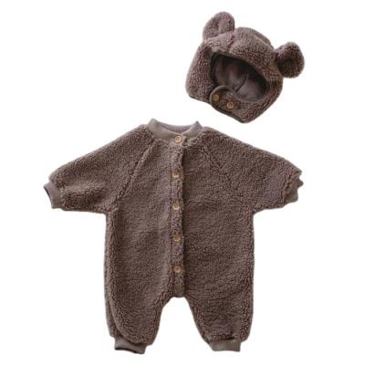 China OEM&ODM 100% Cotton Long Sleeves Warm Infant Rompers Babies Clothes Rompers Infant Fleece Winter Overalls for sale