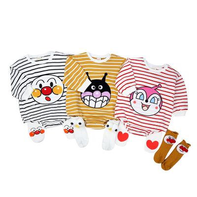 China 100% Newborn Baby Smile Romper Unisex Baby Face Romper Hot Selling Cotton Baby Clothes Long Sleeve Baby Romper for sale