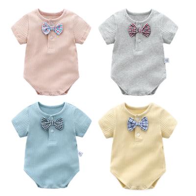 China Wholesale 100% Cotton Baby Short Sleeve Clothes Boy Summer Clothing Baby Rib Newborn Infant Cotton Romper for sale