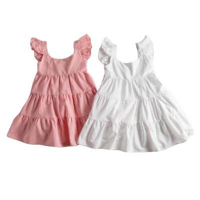 China Breathable Little Girl Summer Clothing Boutique Kids Casual Suspender Dress Babies Ruffle Dress for sale