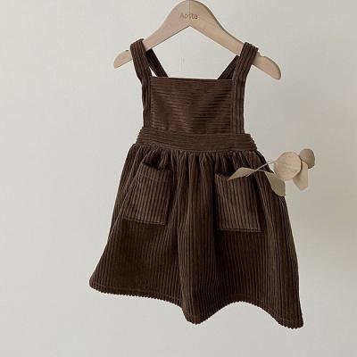 China Autumn Baby Girl Dress Corduroy Breathable Casual Simple Simple Infant Girl Dresses Toddler Girl Clothes Baby Dress for sale