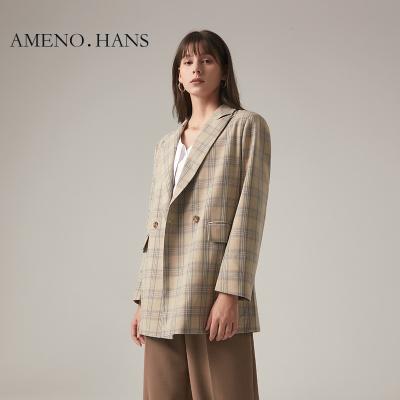 China High Quality Autumn Women Anti-wrinkle Blazer Coat Casual Plaid Suit Jacket Wear With Buttons for sale