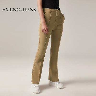 China Anti-Wrinkle Spring High Quality Solid High Waist Women's Trousers Lady Casual Pants For Office for sale