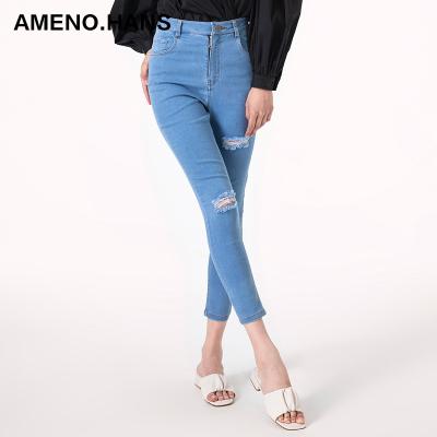 China QUICK DRY ripped jeans for women vintage jeans women pants the new fashion blue female mid waist for sale