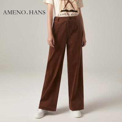 China Anti-Wrinkle Style Women's Long Corduroy Simple Straight Wide Leg Loose Pants Women Casual Pants Women for sale