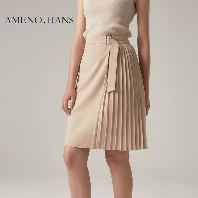 China Fashion Anti-Static Women High Waist Pleated Skirts 2022 Women A Line Midi Pleated Skirt for sale