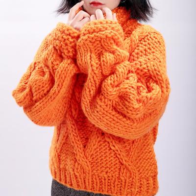 China Handmade Chunky Knitted Anti Shrink Fashion Sweater Thick Design For Girl for sale