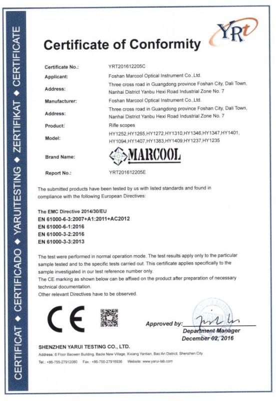 CE - Foshan Marcool Optical Instrument Co., Ltd.