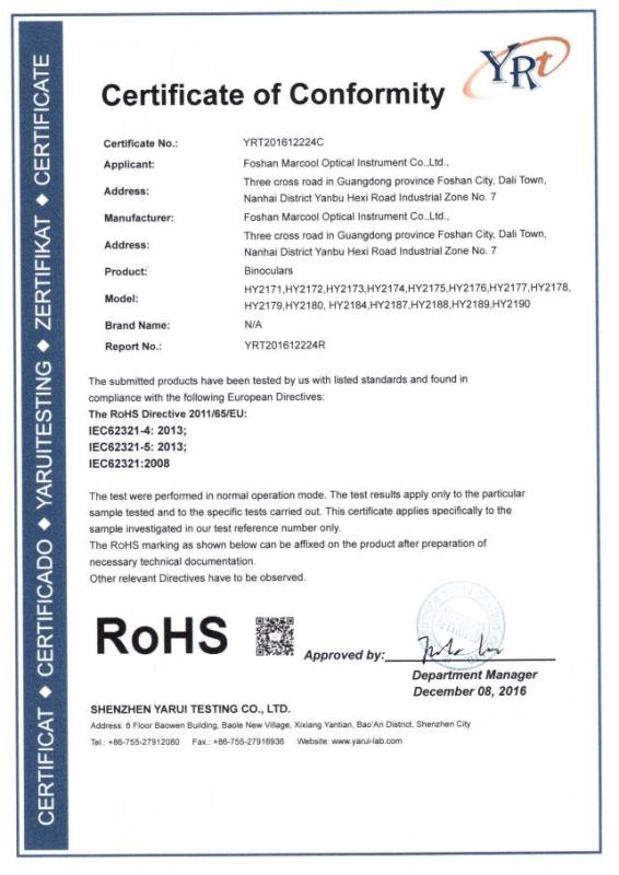 RoHS - Foshan Marcool Optical Instrument Co., Ltd.