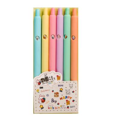 China office & Black Color Stationery Signature Pen Cute Cartoon Press Gel Pen School Pen 6 pcs for sale