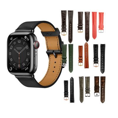 China Fanshion Crocodile 18mm Mens 20 Millimeter Apple Buckle Italian Luxury Design 20mm Genuine Leather Watchband For APPL for sale