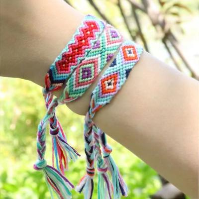 China FASHIONABLE Bohemian Custom Adjustable Multi-colors National Wind Style Handmade Woven Braided Rope String Bracelets for sale