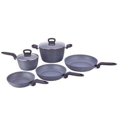 China Sustainable Camping Cheap Household Items Forged Non Stick Aluminum Cookware Cookware Sets for sale