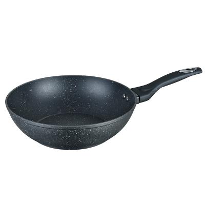 China Sustainable Chinese Wok Stick Healthy Cookware Non Set Black Aluminum Large Frying Wok Pan for sale