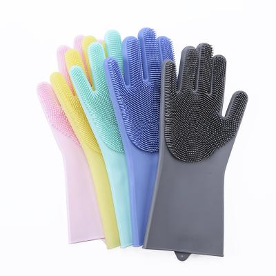 China Clearning Silicone Magic Glove For Dishwashing Latex Kitchen Cleaning Glove Silicone Household Washing Brush Free Gloves Heat Resistant for sale