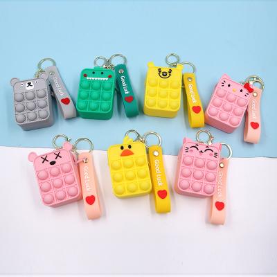 China Toy Factory Wholesale Cartoon Shaped Educational Funny Pops Bubble Simple Toy Wallet Bags Sensory Dimple Noise Decompression Fidget Toy Keychain Push for sale