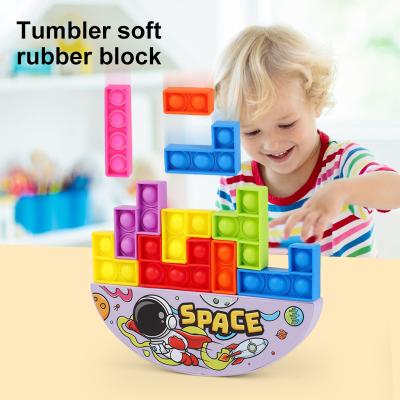 China New Design Funny Educational Toy Low Price Silicone Baby Tumbler Push Bubble Pop Block Jigsaw Puzzle Pusher Puzzle For Kids Sensory Toy for sale