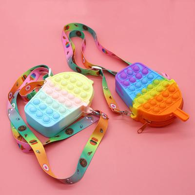 China Cute Tik Tok New Cartoon Reliever Stress Fashion Silicone Coin Wallet Push Bubble Anxiety Relief Toys Pop Bag Purse for sale