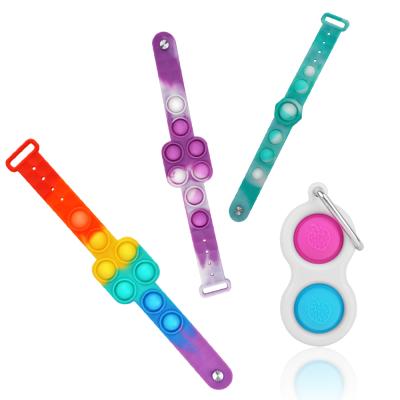 China Colorful Silicone Wristband Push Noise Bubble Toy Eco-friendly Decompression Wholesale For Kids for sale