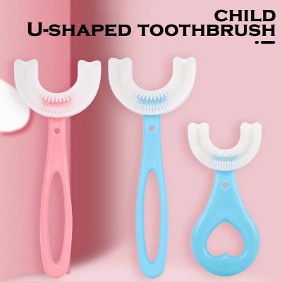 China Home Toothbrush U-Shape Silicone Infant Kids Toothbrush With Handle Silicone Oral Care Cleaning Brush For Toddlers Ages for sale