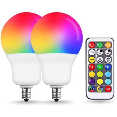 China Amazon Residential Hot Sales 6W E12 A19 Multi Colors Led RGB Light Bulb For Bar KTV And Home With Remote Control for sale