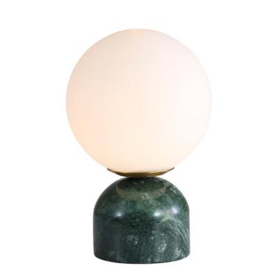 China Best Selling Modern Hotel High Quality Bedside Green Glass Lamp Housing Modern White Black Marble Coffee Table Lamp for sale