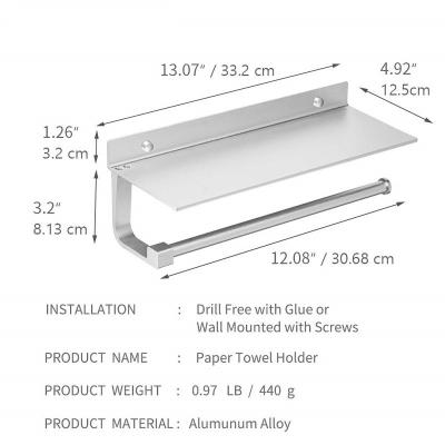 China Modern Punch Free 304 Stainless Steel Paper Towel Holder Bathroom Roll Paper Holder Engineering Toilet Paper Holder for sale