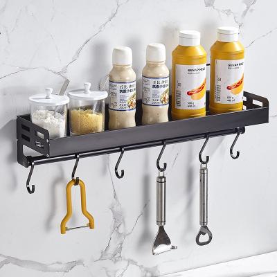 China Concise Design Kitchen Storage Shelf Stocked Seasoning Rack With Hook for sale