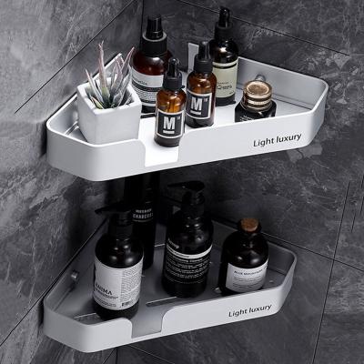 China Non-perforated Bathroom Wall Shelf Toilet Sink Wall Hanging Shelf Luxury Triangle Bathroom Shelf for sale