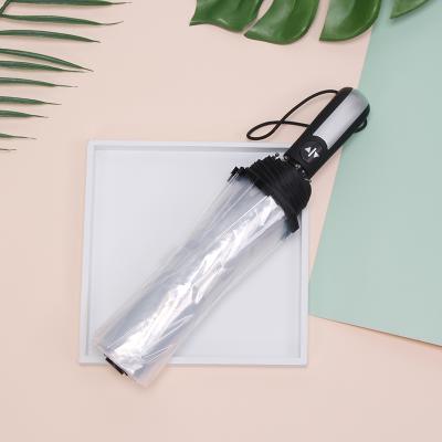 China Minimalist 23 Inch 10K POE Umbrella Umbrella Full Automatic Transparent Clear 3 Times for sale