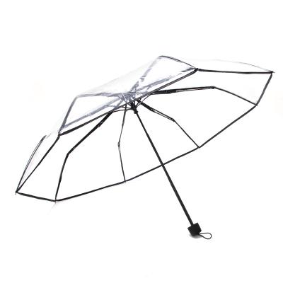 China All in 1 custom clear transparent LOGO umbrella 3 fold umbrella wholesale for sale