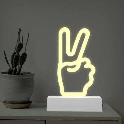 China Wholesale Desktop Strip Wireless Plastic Neon Finger Yeah Led Neon Tube Night Lights For Decoration for sale