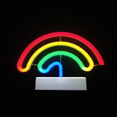 China Office Factory New Design Rainbow Neon Lamp Plastic Desk Led Neon Tube Light With Stand for sale