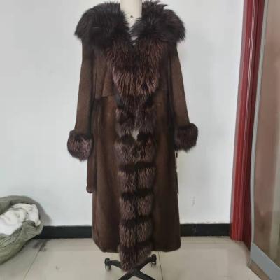 China 2021 new imported real mink fur coat women long real mink hot sale Anti-wrinkle fur wholesale fashion keep warm for sale