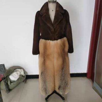 China 2021 new Anti-wrinkle mink fur coat long real wholesale fashion autumn and winter female warm mink fox fur coat for sale