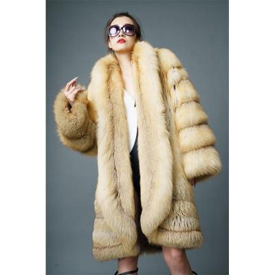 China Anti-wrinkle 2021 new ladies golden island silver fox fur coat coat mid length fur winter European imports for sale