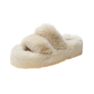 China Factory Brand New Factory New Non-slip Fluffy Faux Fur Women's Sheepskin Slippers Wholesale Winter Fashion Trend Arrival Fur Ladies Slippers for sale