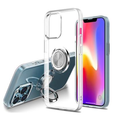 China Anti-drop For iPhone 13 Clear Phone Case With Magnetic Soft Ring Kickstand TPU Shockproof Cover 12 pro Max XS XR 8 plus SE2 for sale