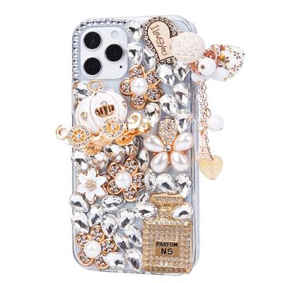 China Luxury Shiny Handmade 3D Car Pumpkin Diamond Crystal Rhinestone Sparkly Jeweled Decoration Gemstone Protective Case & Snare Case For iPhone 11 12 Pro Max for sale