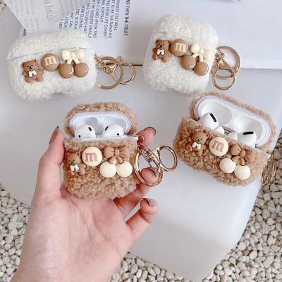 China Cute Cartoon Bear Fur Case Cover For Airpods Cute Furry Case For Airpods 3 2021 Cartoon Bear Plush Protective Case Covers For Airpods 1 2 pro for sale