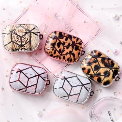 China Luxury Fashion Plated Leopard Marble Design Case Fashion Marble TPU Cover Device Case Compatible For Airpods 1 2 And Pro for sale