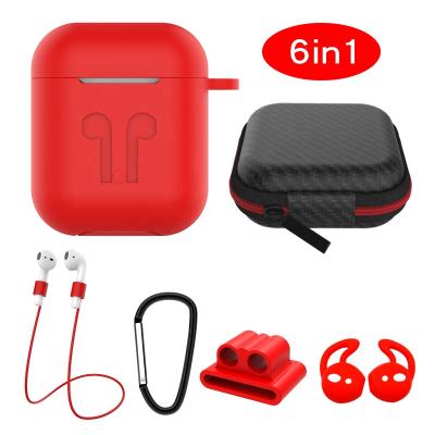 China Simple Basic Design 6 in 1 Case Accessories Lots for AirPod Silicone Cover Protective Skin Compatible for Airpod 1 2 pro for sale