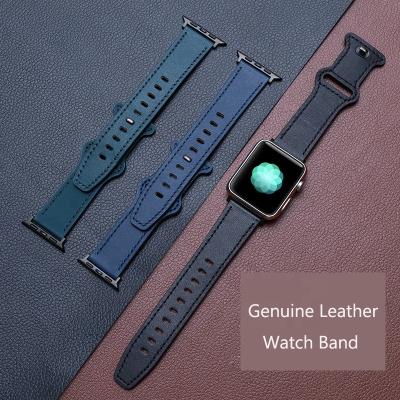 China For iWatch Band Replacement Hot Selling Genuine Leather Watch Band For Apple Watch 38 40 42 44mm Fashion Strap For iWatch 7 Series Se 6 5 4 3 2 for sale