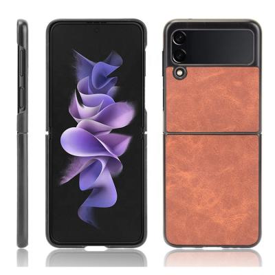 China Anti-fall Galaxy Z Flip 3 Case Retro Business Style PU Leather Shockproof Cover Device For Samsung Z Flip 3 for sale