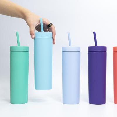 China USA Overseas Gifts Pastel Mugs 16 Ounce Acrylic Business With Lids Straws Warehouse Delivery Double Wall Matte Plastic Tumblers DIY for sale