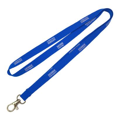 China Wholesale Custom Blue Trade Show Silk Screen Lanyard With Metal Buckle for sale