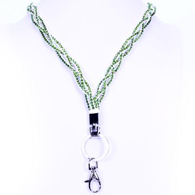 China Factory New Durable Green Rhinestone Lanyard Necklace Key Chain Lanyard for sale