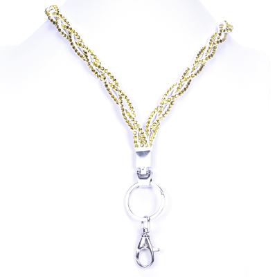 China New Durable Yellow Rhinestone Lanyard Necklace Key Chain Lanyard With Hook for sale