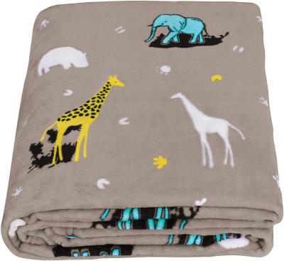 China Anti-Pull Gray Giraffe Custom Size Weight Flannel Fleece Colors Blanket Soft Glow for sale